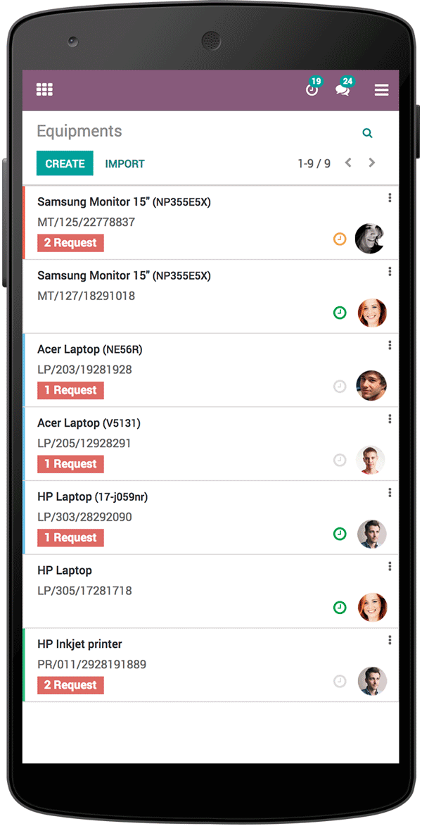 Mobile view of equipment in 300code Maintenance