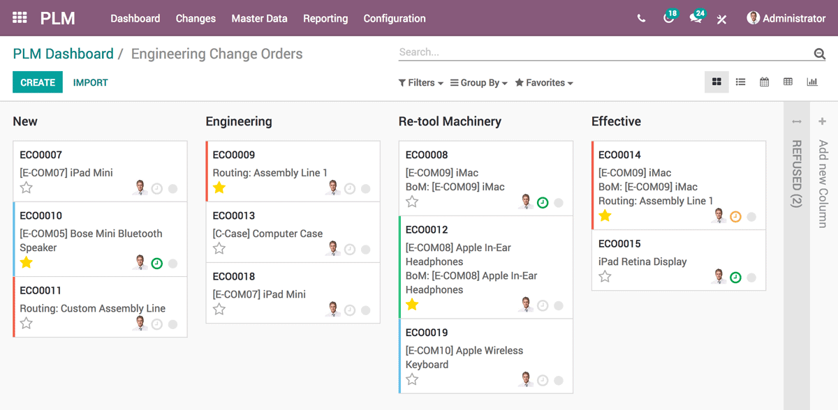 300code PLM Dashboard interface