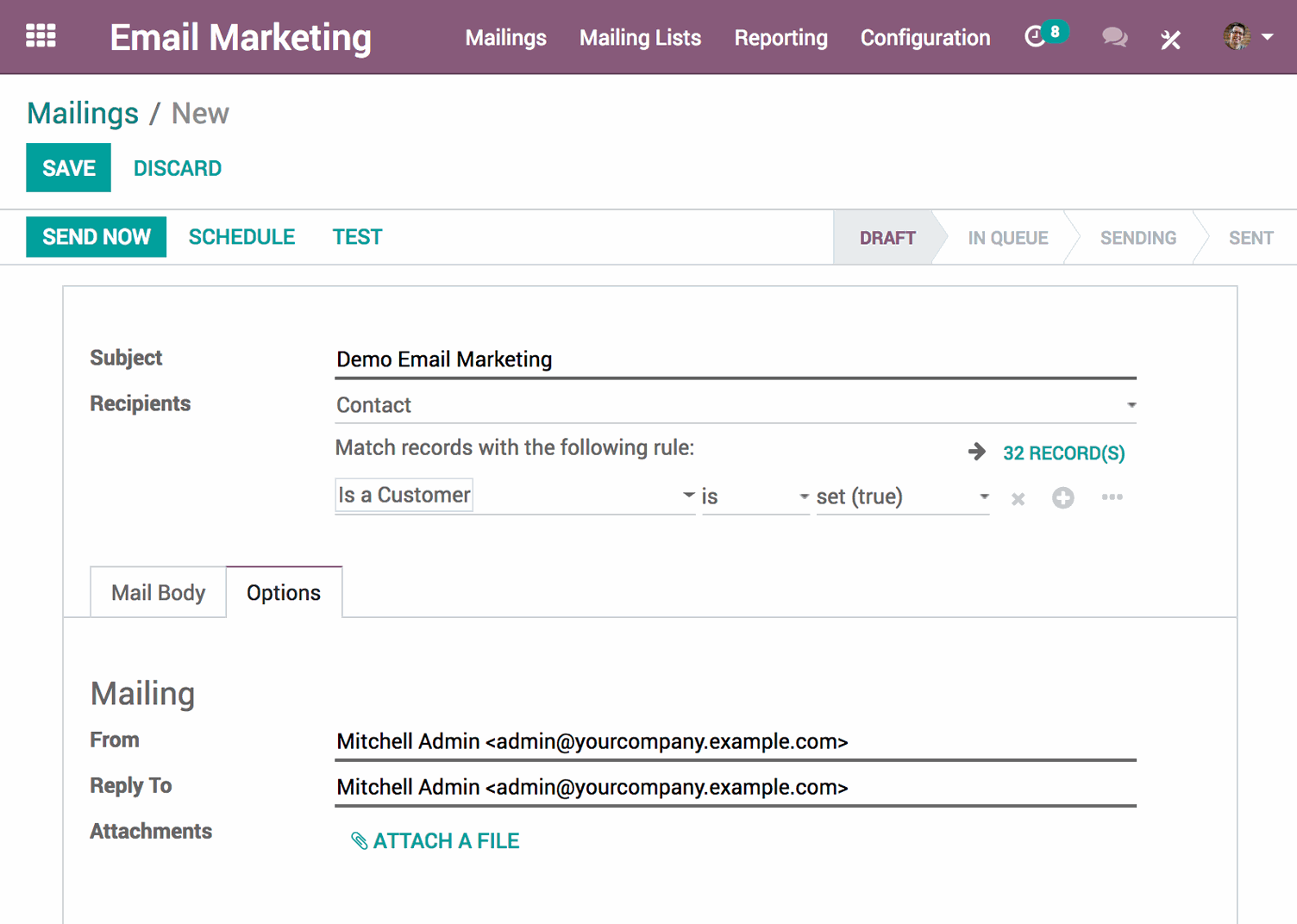 300code Email Marketing interface - creating a new mailing list