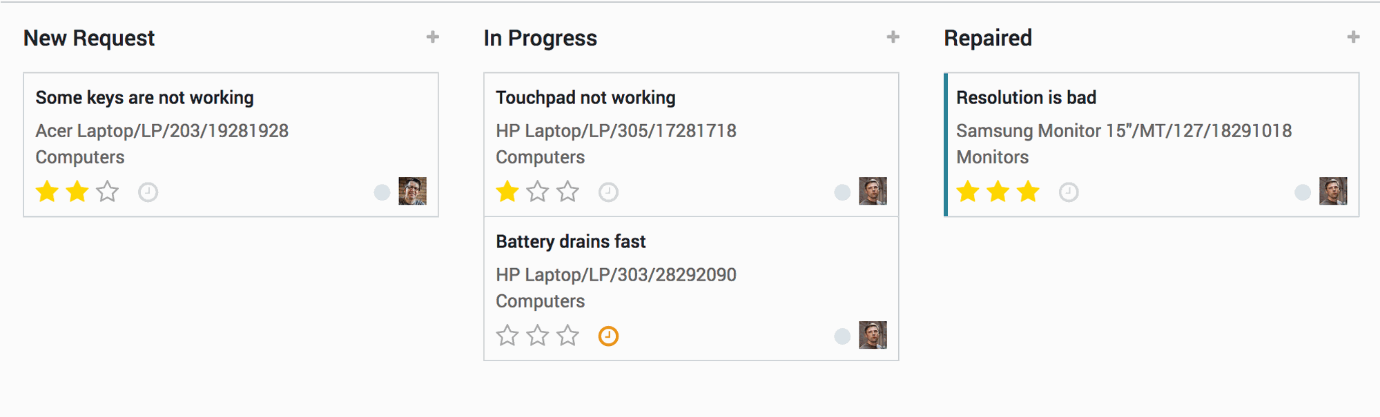 300code Maintenance backend interface with equipment maintenance requests